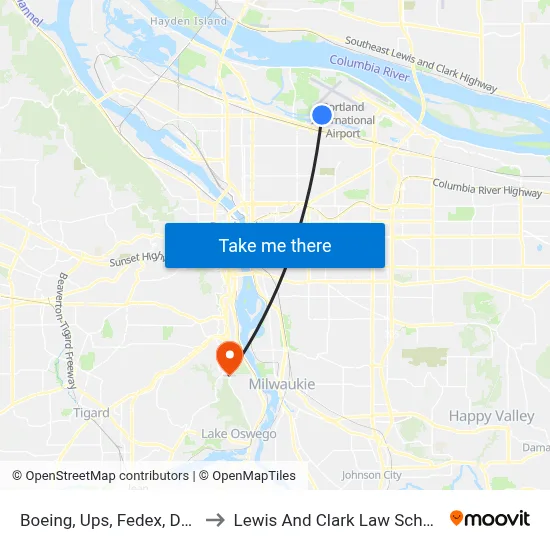 Boeing, Ups, Fedex, DHL to Lewis And Clark Law School map