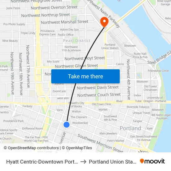 Hyatt Centric-Downtown Portland to Portland Union Station map
