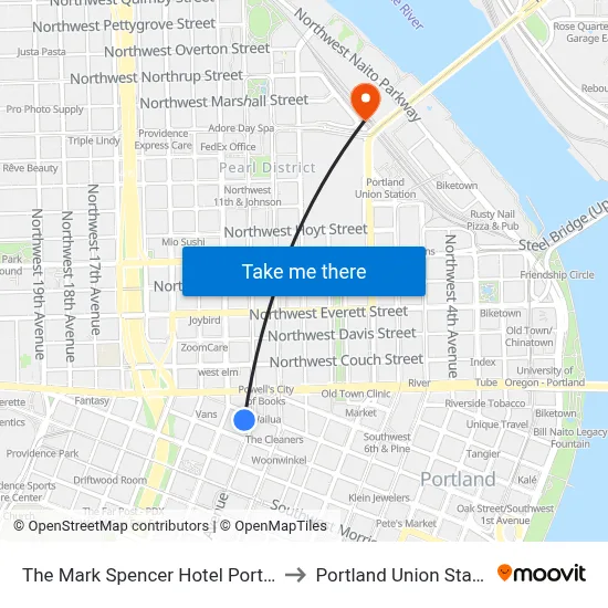 The Mark Spencer Hotel Portland to Portland Union Station map