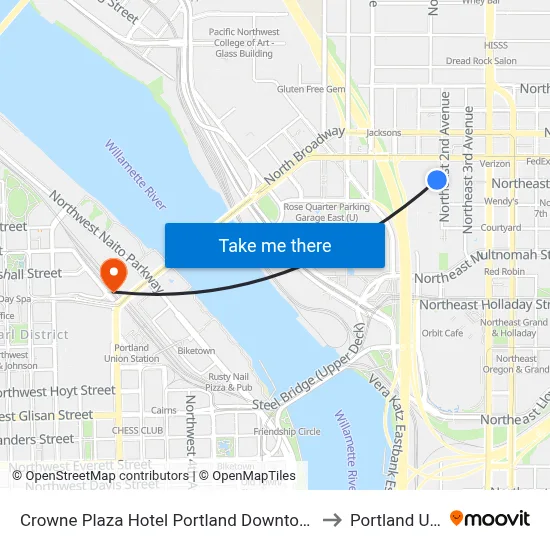 Crowne Plaza Hotel Portland Downtown Convention Center an IHG Hotel to Portland Union Station map