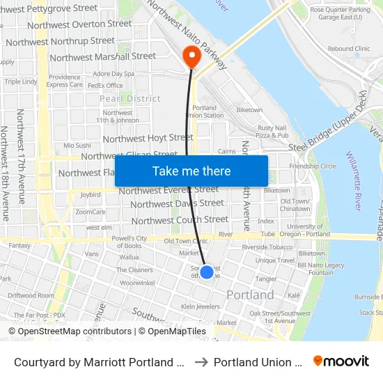 Courtyard by Marriott Portland City Center to Portland Union Station map