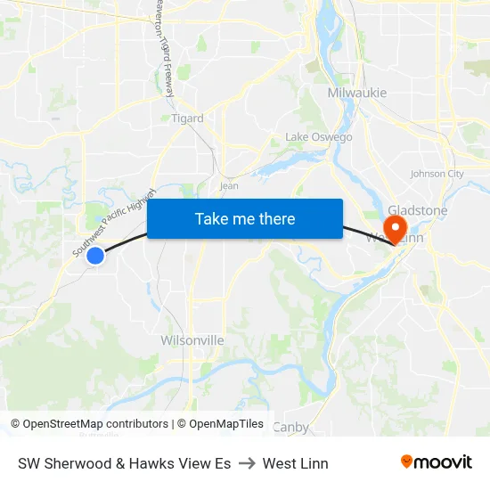SW Sherwood & Hawks View Es to West Linn map