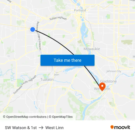 SW Watson & 1st to West Linn map
