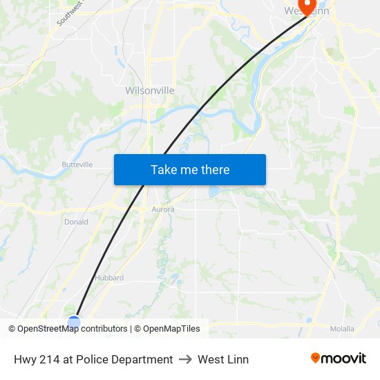 Hwy 214 at Police Department to West Linn map