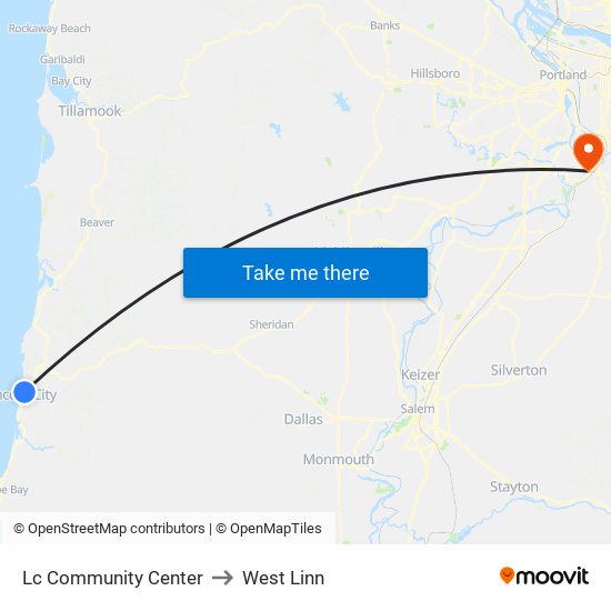 Lc Community Center to West Linn map