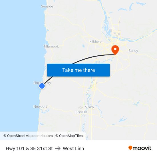 Hwy 101 & SE 31st St to West Linn map