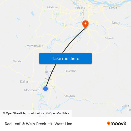 Red Leaf @ Waln Creek to West Linn map