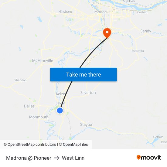 Madrona @ Pioneer to West Linn map