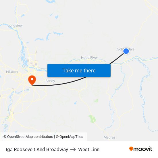 Iga Roosevelt And Broadway to West Linn map