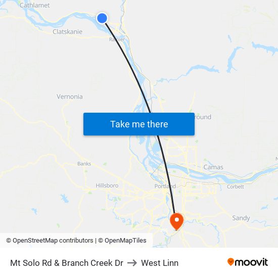 Mt Solo Rd & Branch Creek Dr to West Linn map