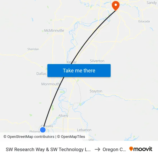 SW Research Way & SW Technology Loop to Oregon City map