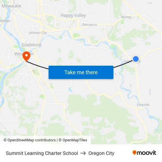 Summit Learning Charter School to Oregon City map