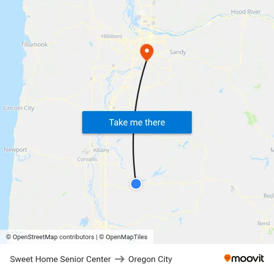 Sweet Home Senior Center to Oregon City map