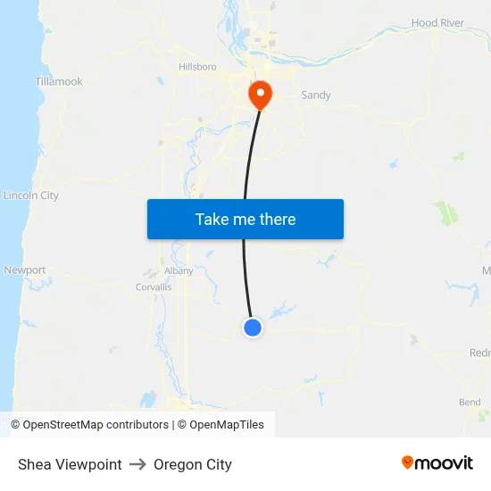 Shea Viewpoint to Oregon City map
