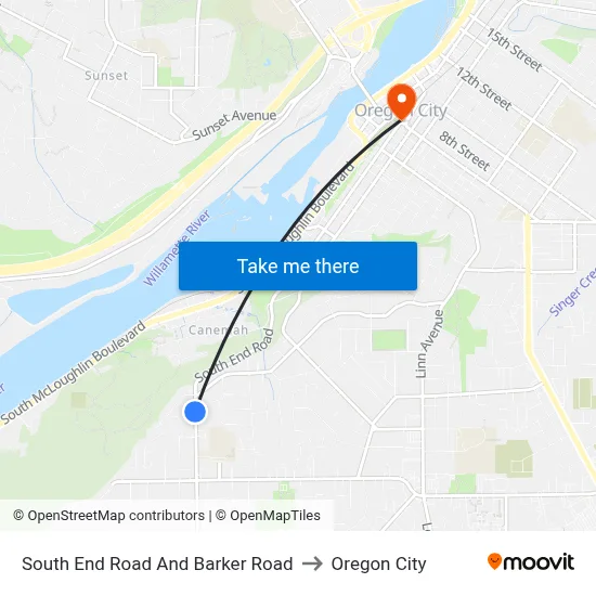 South End Road And Barker Road to Oregon City map