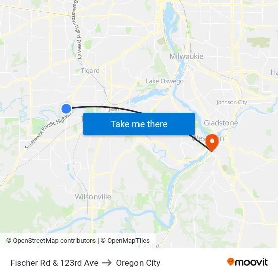 Fischer Rd & 123rd Ave to Oregon City map