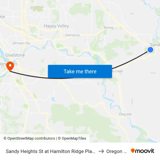 Sandy Heights St at Hamilton Ridge Playground to Oregon City map