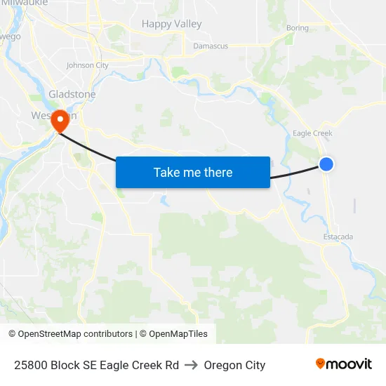25800 Block SE Eagle Creek Rd to Oregon City map
