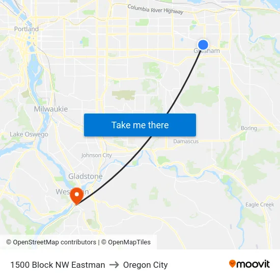 1500 Block NW Eastman to Oregon City map