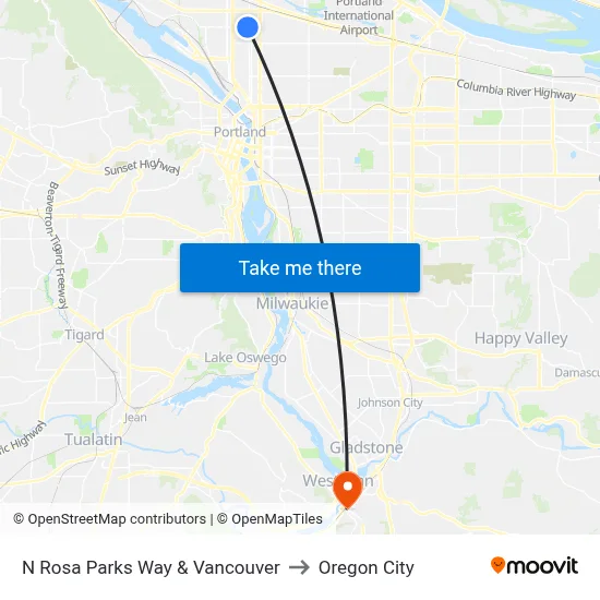 N Rosa Parks Way & Vancouver to Oregon City map