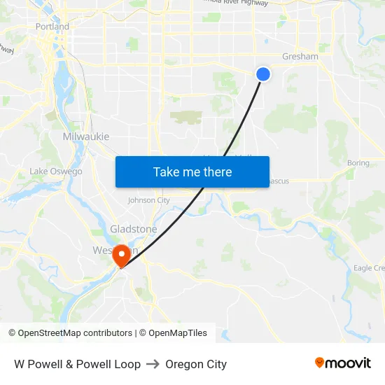 W Powell & Powell Loop to Oregon City map