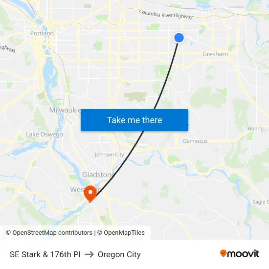 SE Stark & 176th Pl to Oregon City map