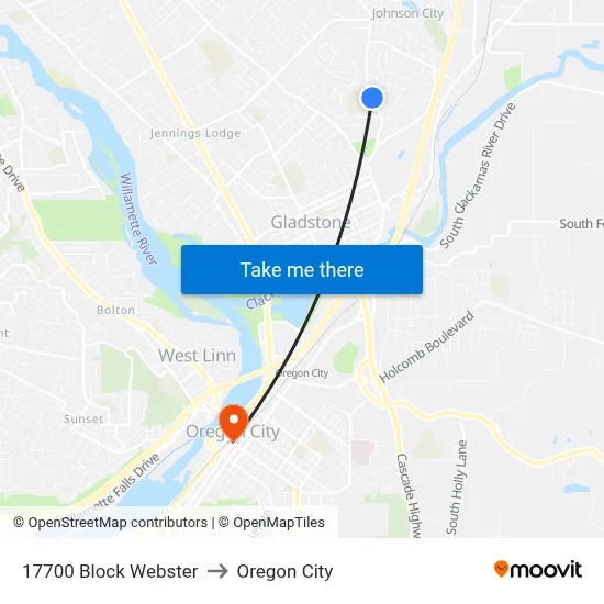 17700 Block Webster to Oregon City map
