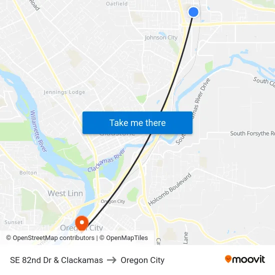 SE 82nd Dr & Clackamas to Oregon City map
