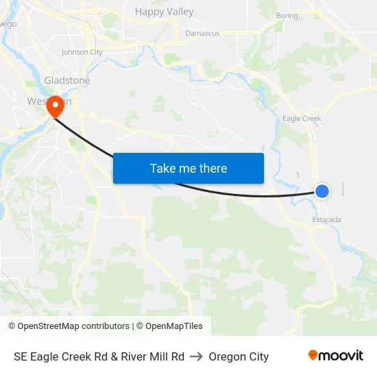 SE Eagle Creek Rd & River Mill Rd to Oregon City map