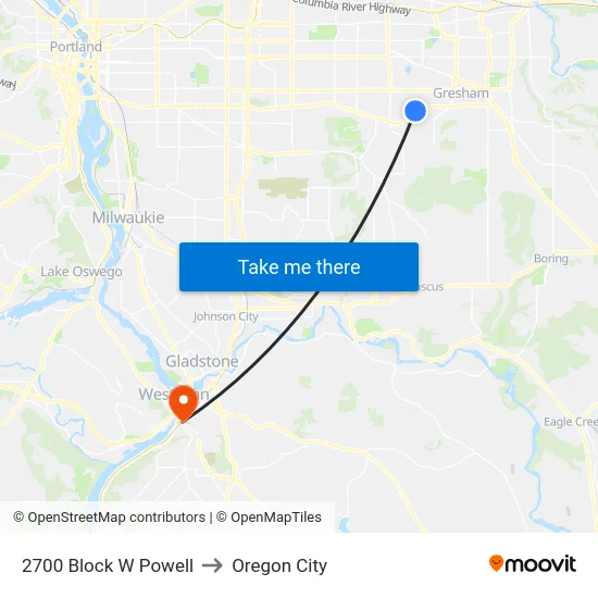 2700 Block W Powell to Oregon City map