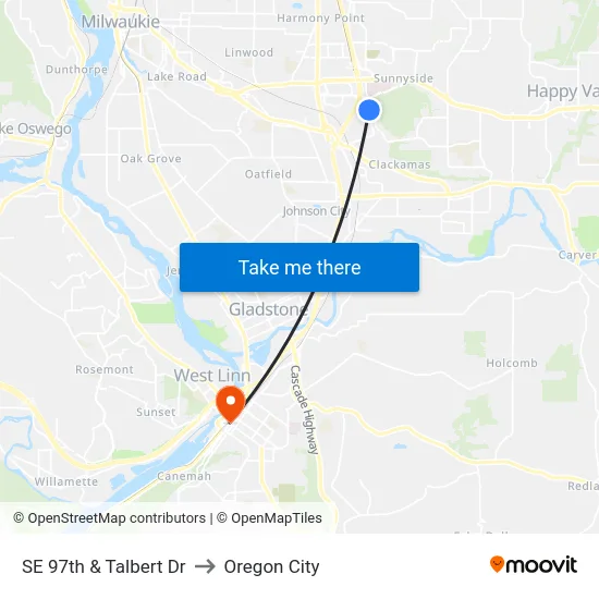 SE 97th & Talbert Dr to Oregon City map