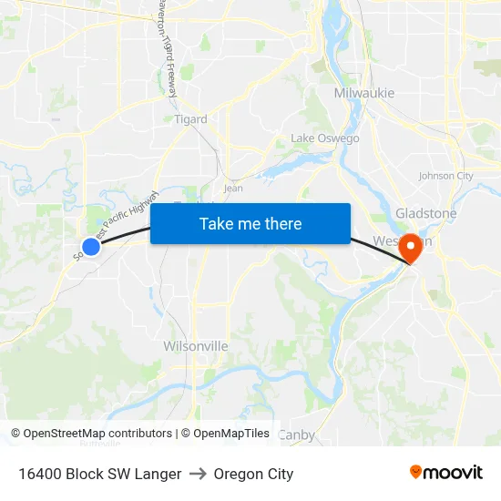 16400 Block SW Langer to Oregon City map