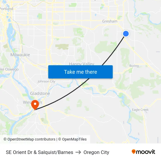 SE Orient Dr & Salquist/Barnes to Oregon City map