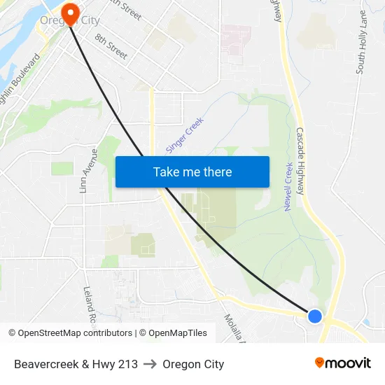 Beavercreek & Hwy 213 to Oregon City map