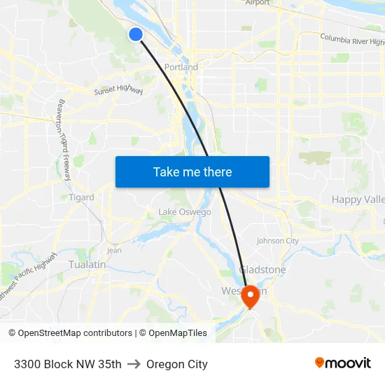3300 Block NW 35th to Oregon City map