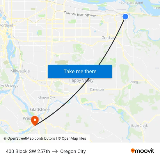 400 Block SW 257th to Oregon City map