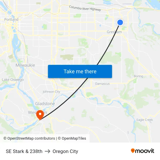 SE Stark & 238th to Oregon City map