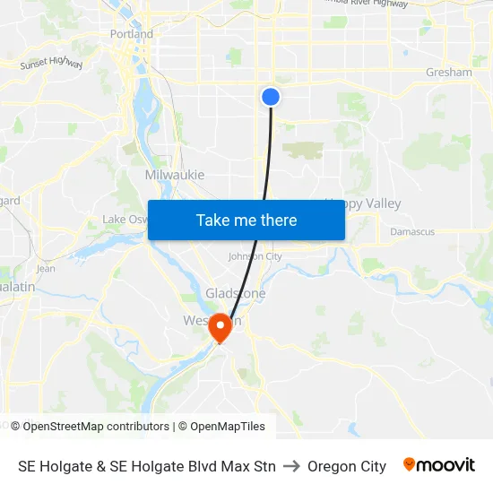 SE Holgate & SE Holgate Blvd Max Stn to Oregon City map