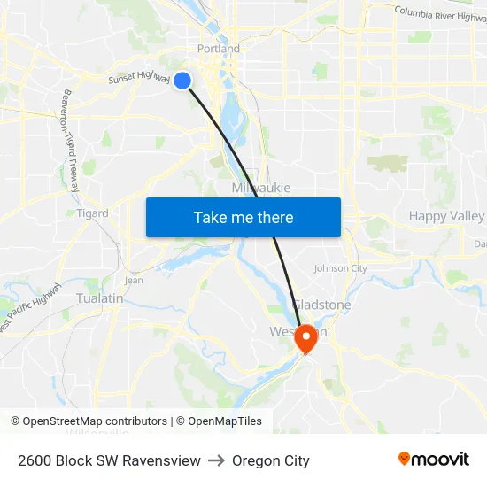 2600 Block SW Ravensview to Oregon City map