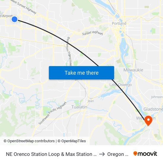 NE Orenco Station Loop & Max Station (East) to Oregon City map