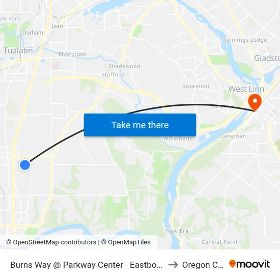 Burns Way @ Parkway Center - Eastbound to Oregon City map