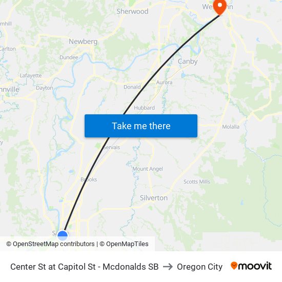 Center St at Capitol St - Mcdonalds SB to Oregon City map