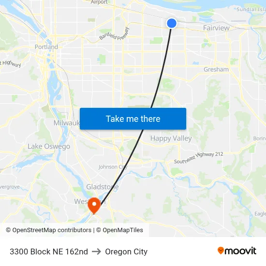 3300 Block NE 162nd to Oregon City map