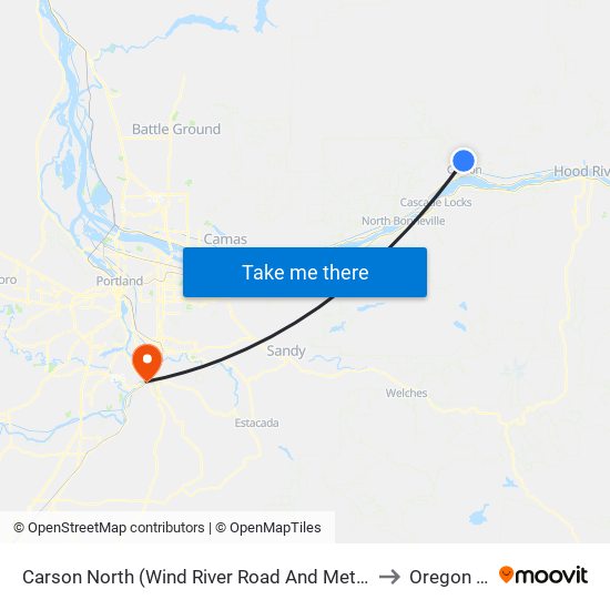 Carson North (Wind River Road And Metzger Road) to Oregon City map