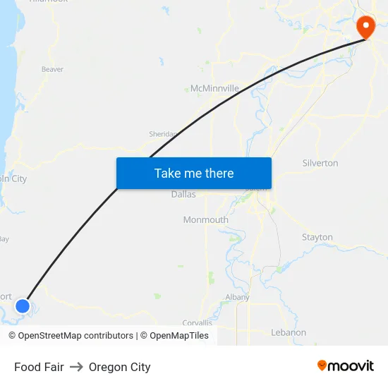 Food Fair to Oregon City map