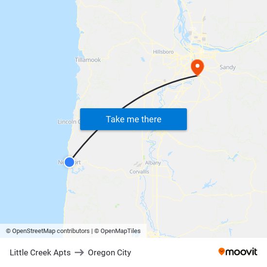 Little Creek Apts to Oregon City map