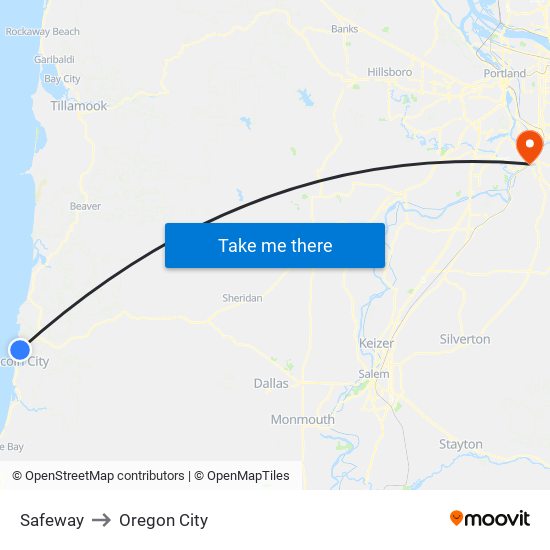 Safeway to Oregon City map