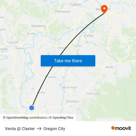 Verda @ Claxter to Oregon City map