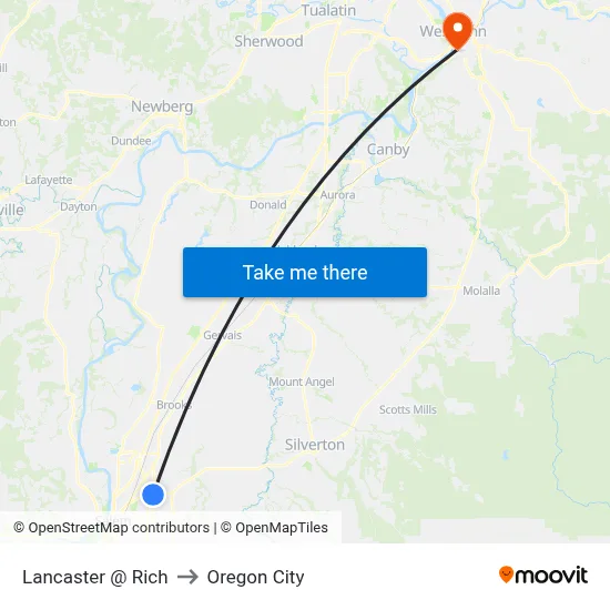 Lancaster @ Rich to Oregon City map