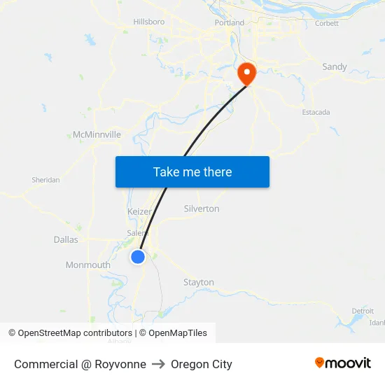 Commercial @ Royvonne to Oregon City map